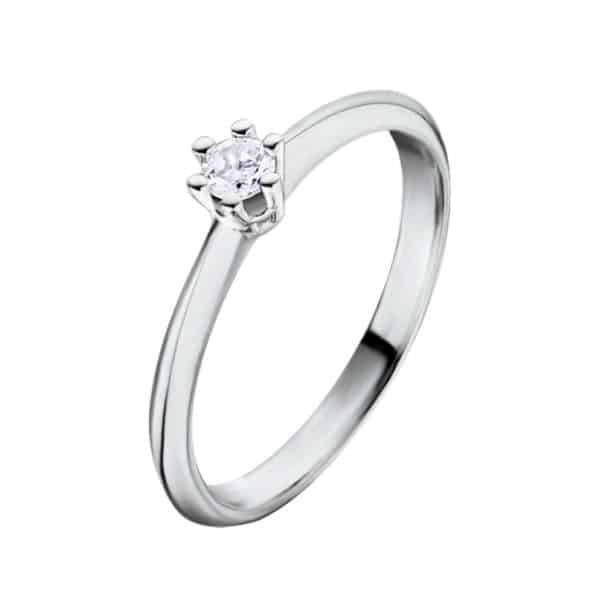 Solitario de compromiso oro blanco con diamante 0,10 ct