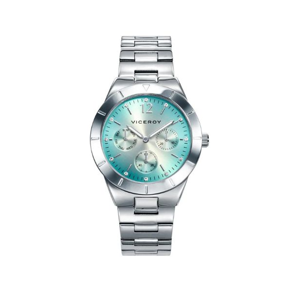 Reloj viceroy señora con esfera celeste y circonitas.