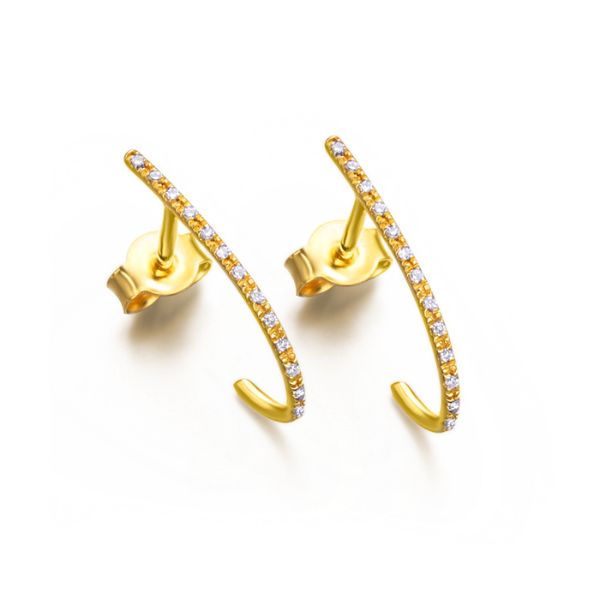 Pendientes aro oro alargado y diamante