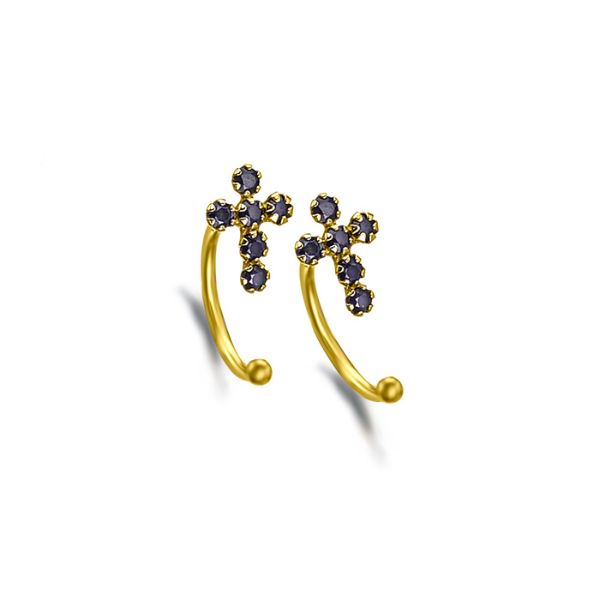 Pendiente earcuff oro cruz