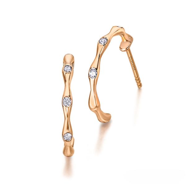 Pendientes aro bambu con diamantes