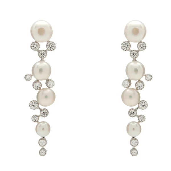 Pendientes de novia largos perlas elegante